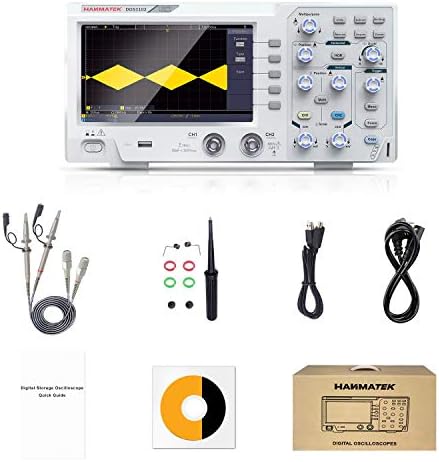 Hanmatek DOS1102 Digital oscilloscope with 2 Channels and Screen 7 inch / 18 cm, TFT-LCD Display, Portable Professional Oscilloscope Kit with 110mhz Bandwidth 1GS/s Sampling Rate