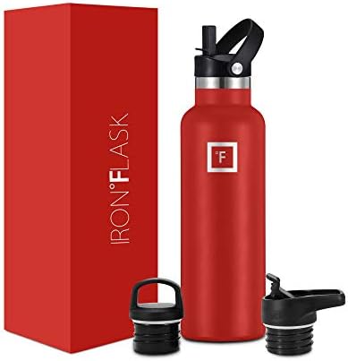 IRON °FLASK Sports Water Bottle - 945 ml, 3 Lids (Straw Lid), Vacuum Insulated Stainless Steel, Hot Cold, Double Walled, Thermo Mug, Standard Metal Canteen
