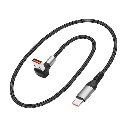 JSADZKJ 90 Degree USB to Type C Cable 6A Fast Charging USB A to USB C Charger Cord Nylon Braided USB-C Short Cable for Car Compatible with Laptop Cellphone Phone 16/15 1.64FT