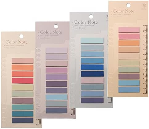 Potanro Sticky Tabs 800 Pcs Book Tabs Colorful Sticky Index Tabs 40 Colors Translucent Annotation Tabs ,Transparent Sticky Notes Tabs, Writable Page Tabs with Ruler for Annotating Books