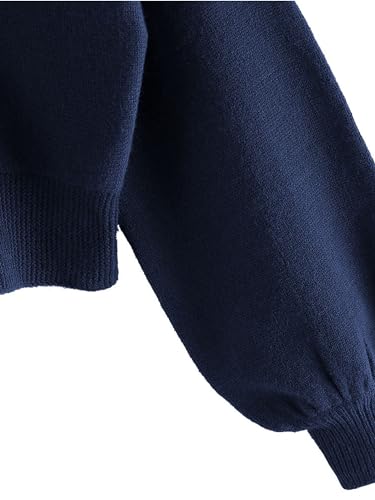 Image of ZAFUL Women's Cropped Sweater V-Neck Long Sleeve Pullover Jumper Knit Top