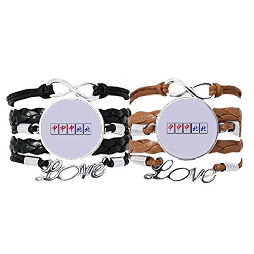 Pulsera de cuerdas de cuero Mahjong ideal como regalo original para parejas