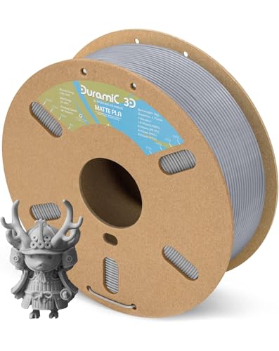 Image of DURAMIC 3D Matte PLA Filament 1.75mm Gray, 1kg Cardboard Spool Matte Finish 3D Printer Filament PLA 1.75mm Dimensional Accuracy 99% + /- 0.03 mm, Printing with FDM 3D Printer, Easy to Remove Support