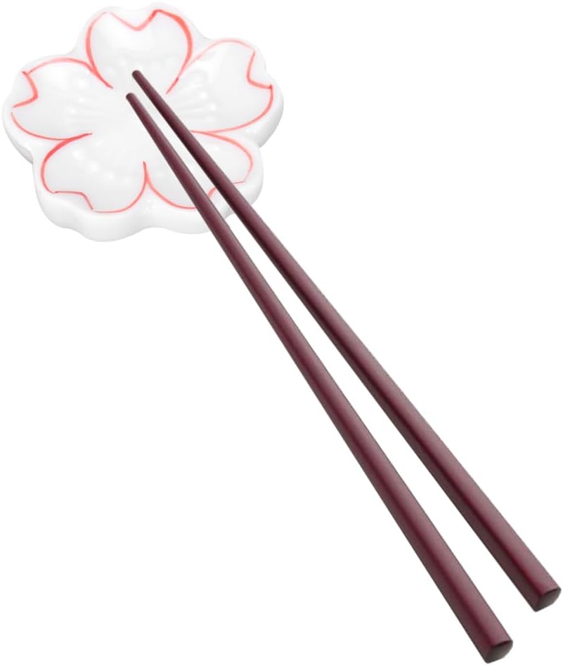 Cabilock Japanese Chopsticks Rest Set Ceramic Flower Design Chopstick Holders for Tableware Fork Spoon Stand Kitchen Dining Accessories