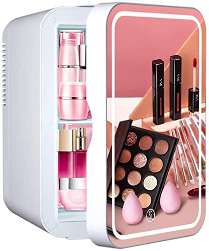 Mini Fridge 6 Liter Portable Beauty Makeup Skincare Fridge Cosmetics Refrigerator Compact Cooler Warmer for Bedroom, Office, Car, Dorm, Mirrored...