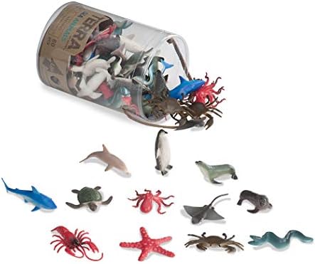 Terra by Battat - Sea Animals in Tube Playset - Animal Figures for Kids - 60pcs Multi, 2"