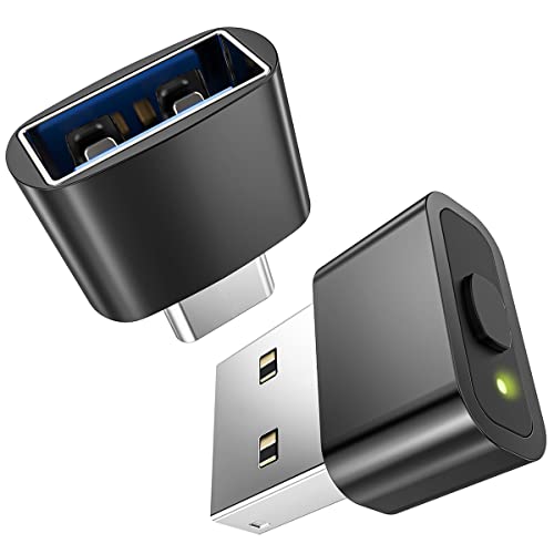 Geyes Mouse Jiggler, Undetectable Mouse Mover Device Has Two Swing Modes Jiggle And Multi-Track,Keeps For Computer/Laptop Awake, Driver-Free, Plug-Play With Usb-C Adapter (Metal Black) #TOP1