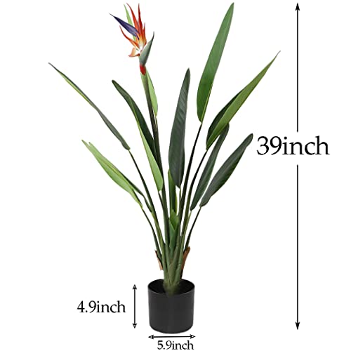 Momoplant Artificial Banana Tree Bird Of Paradise Plant 3.25Ft Fake Tropical Palm Trees In Plastic Pot Faux Tree For Decor Indoor Or Outdoor Home Office, 2 Pcs(39 Inch) #TOP1
