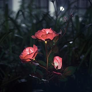 XLUX Outdoor Solar Powered Rose Lights Flower Stake, for Garden Patio Yard Christmas