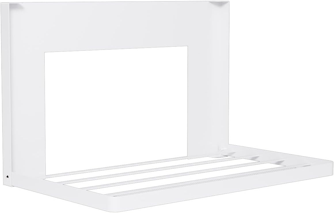 Foldable Magnetic Shelf for Washer and Dryer – Upgraded 3-Strip Strong Magnet Side Rack, Holds 11 lbs, Large 16" x 10" Carbon Steel Space Saving Storage Organizer for Laundry Room, White