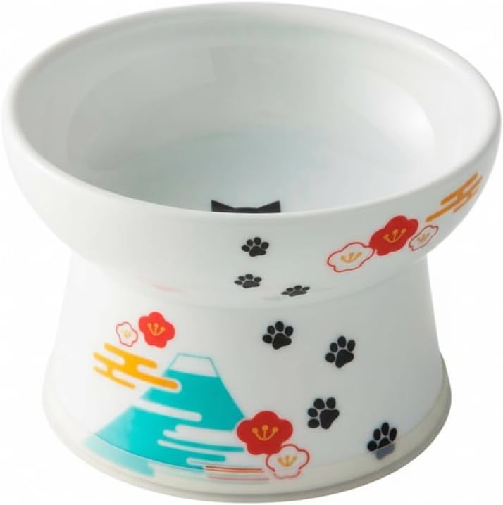 Pote Elevado de Porcelana para Gatos Necoichi Fuji Regular Flat 11,2 × 11,2 × 7,6 cm