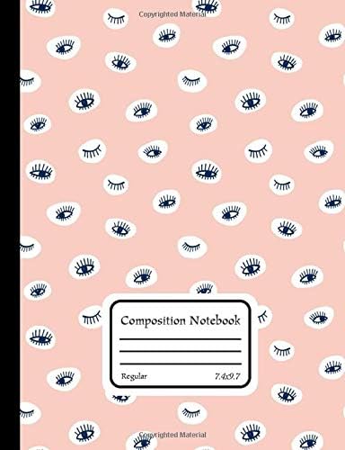 Regular Composition Notebook: Hand drawn eye doodles retro pop up style composition books college ruled