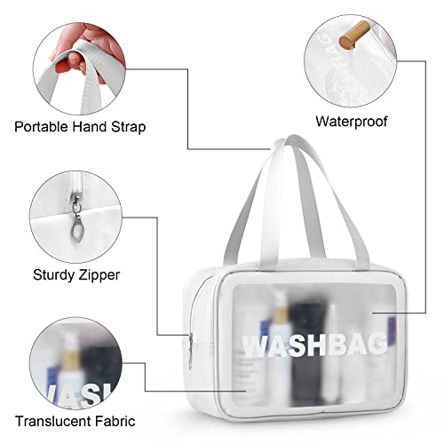 Micosim Clear Toiletry Bag Set For Women Men, Translucent Waterproof Travel Makeup Bag With Handle, Large Capacity Sturdy & Leak Resistant Cosmetic Bag Pouch For Traveling,Accessories… #TOP2