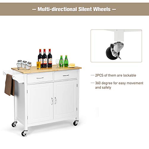 image for GOFLAME Portable Kitchen Island Cart with Storage and Drawers, Rolling