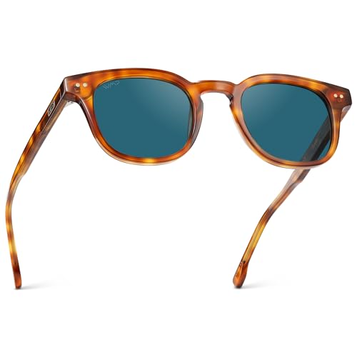 WMP Eyewear - Men's Retro Keyhole Polarized Square Sunglasses, Premium Acetate Frame with Modern Classic Design