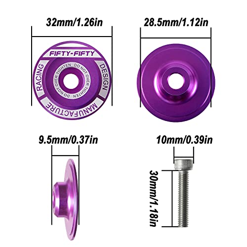 Fifty-Fifty Bike Headset Top Cap With Bolts, 1-1/8 Stem Top Cap With Bolt For Mtb, Road Bike (Purple) #TOP4