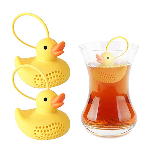 Elinala Teeei, Teesieb, 2PCS Silikon Creative Duck Shaped Loose Tea Filter für die Zubereitung von Tee Cover