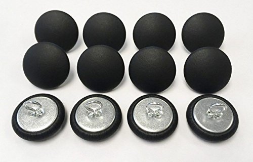 Set of 12 Wire Eye Back Upholstery Buttons Black Vinyl (#45-1 1/8