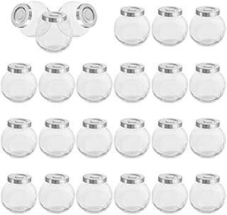 BELLE VOUS Round Clear Small Glass Storage Jars with Lids (24 Pack) - 50ml / 1.5 oz Mini Jam Jar Set - Mason Bottles for Herbs,Spices, Baby Food, Yogurt, Jelly and Honey - Favours for Weddings