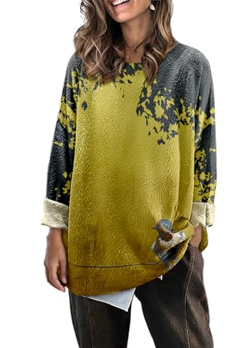 Womens Oversized Sweaters Fall 2024 Crewneck Knit Graphic Printed Pullover Sweater Tops Trendy Outfits2