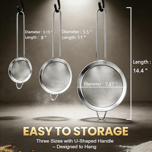 image for Anaeat Fine Mesh Strainers - Premium Stainless Steel Colander Sieve Si