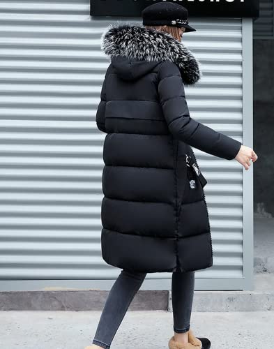 Jaqueta feminina de plumas acolchoada Parca, casaco longo de inverno com bolhas, capuz de pele sinté