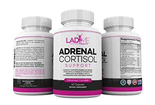 Adrenal Support Cortisol Manager & Mood Support Boost Vitamin C, B6 Ashwagandha Root & L-Tyrosine Fatigue Supplement Specially Designed For Women By Ladyme 60 Capsules #TOP1