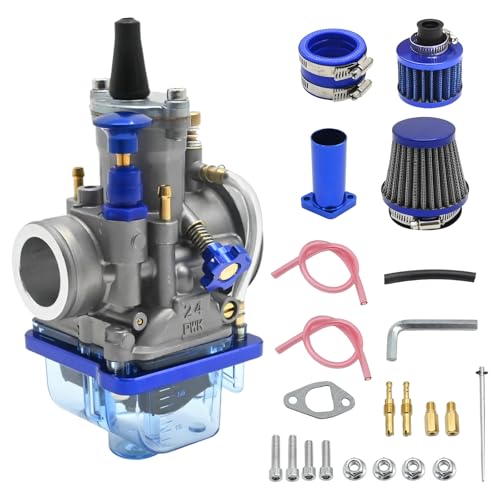 Anxingo PWK 24mm Carburetor Carb Intake Manifold Air Filter Jet Kit Replacement for 212cc 196cc Coleman CT200U BT200X Mini Bike KT196 GX160 GX200 Go Kart High Efficiency Parts Blue
