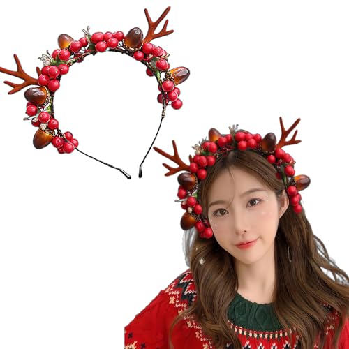 dancepandas Diadema Navidad Diademas de Navidad Diadema Reno para Decoración de Fiestas de Navidad, Accesorios para Fotos (rosa)