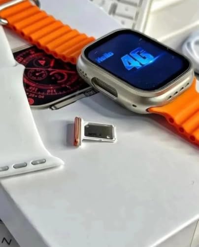 Image of GS29 4G SIM Android Smart Watch Honeycomb Edition with 1.99 Inch HD Display,8GB RAM+128 GB Storage, Play Store, Maps, Sports Modes, Volte Calling & Extra Orange and Black Bands