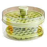 CGTQROVR Eiswürfelschale mit Deckel und Mülleimer 2 Stufe 64 Gitter Eiswürfelformen Einfacher Presse, um einen klaren Behälter mit Schaufel für den Gefrierschrank freizusetzen