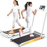 Treadmill with Foot Massage - Dual-Sided Walking Pad Treadmill with Incline, Foldable Walking Pad with Handle Bar, 3.5HP Portable Folding Treadmills for Home/Office, Dual Control & Dual LED Screens