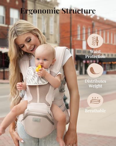 Image of MOMTORY StowNGO Pro Safety-Certified Ultra Storage Baby Carrier, Soft Pink | Plus Size Friendly, 6 Carry Positions, Front & Back, Baby Carrier With Hipseat, Fits 7-50lbs Newborn To Toddler