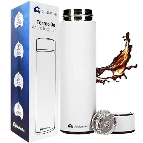 La Mejor Selección de Termo blanco los más recomendados. 41 Bluelander Termo Acero Inoxidable 500 ml a Prueba de Fugas, Termo Para Café, Termo Infusor de Té, Mantiene la Temperatura Hasta por 12 Horas, Doble Pared, Cierre Hermético, Sin...
