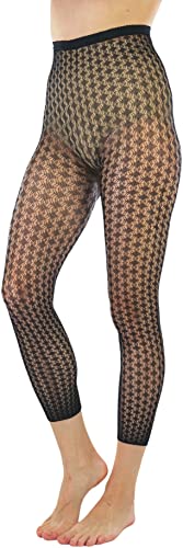 Image of ToBeInStyle Women's Single Floral Lace Fishnet Tights Footless & Stirrup Design