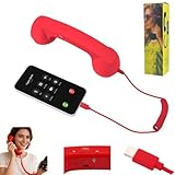 Retro Phone Handset, 2026 New Retro Phone Handset, Type-C Retro Telephone Wired Handsets Style Landline Handle Receiver for Cell Mobile Video Conferences, Calls, Meetings (red,Type-C)