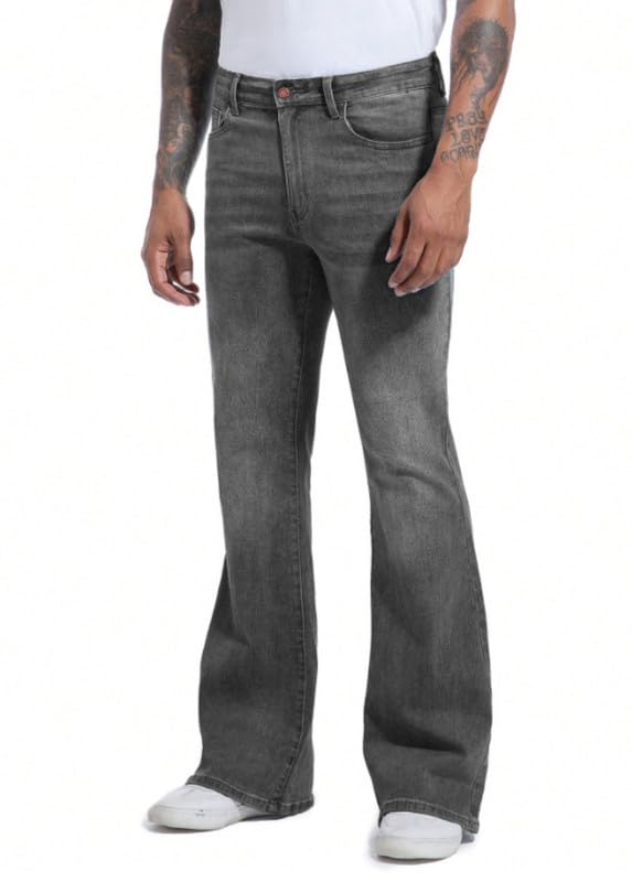Image of Ben Martin Men's Bootcut Bell Bottom Jeans || Flared Denim Jean for Men || Stretchable Mid Rise Cotton Pants || Retro Style Casual Wear Bootcut' Denim' Jeans;