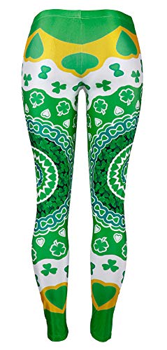 Sister Amy Women's St. Patrick's Day Printed Ankle Elastic Stretchy Capri Leggings Skinny Pants Q-Green X-Large(Fits Like Us Large) #TOP2