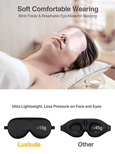 Luxtude Eye Mask For Sleeping, 1Oo% Mulberry Silk Sleep Mask, Super Soft Satin Sleep Mask, Satin Eye Masks For Sleeping Blockout, Blindfold, Night Mask, Eye Cover, Eye Shades For Women Men, 2 Pack #TOP3