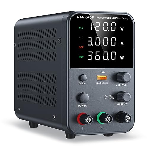 DC Power Supply Variable, Bench Power Supply with Encoder Adjustment Knob, Output Enable/Disable Button, Adjustable Power Supplies with USB Quick-Charge, Short Circuit Alam (120V 3A Black) by NANKADF - Image 8