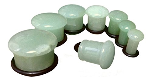 Lobal Domination Pair Single Flare Green Adventurine Stone Plugs Gauges Earlets Organic Pierced Body Jewelry (2G (6Mm)) #TOP1