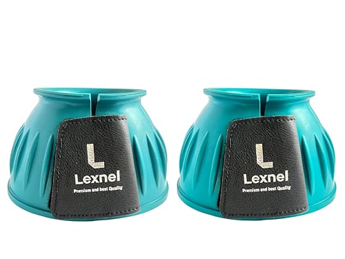 Image of Rubber Horse Bell Boots - Durable Overreach Protection & Secure Hook-and-Loop Closure (L-Teal)