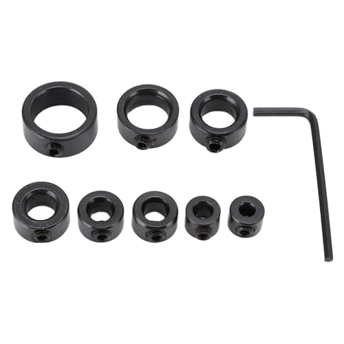 Zerodis Ensemble de 8 Colliers d'arrêt de Foret, Colliers de Limite de Profondeur Réglables en Acier à Haute Teneur en Carbone pour Forets de 3 Mm à 16 Mm, Idéal pour le Travail du Bois et le