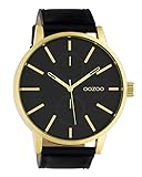 Oozoo Herrenuhr Chrono Look mit Lederband 50 MM Goldfarben/Schwarz C10502