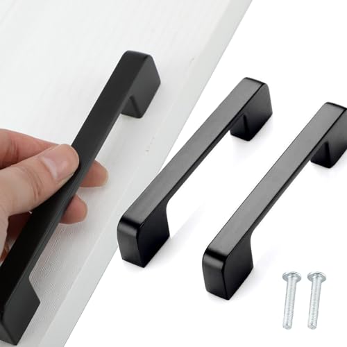 Alitamei 12 Stück Möbelgriffe Schwarz mit Lochabstand 128mm, Schrankgriffe mit Schrauben und Installationswerkzeugen, geeignet für Schublade, Schrank, Möbel, Küche und Wohndekoration