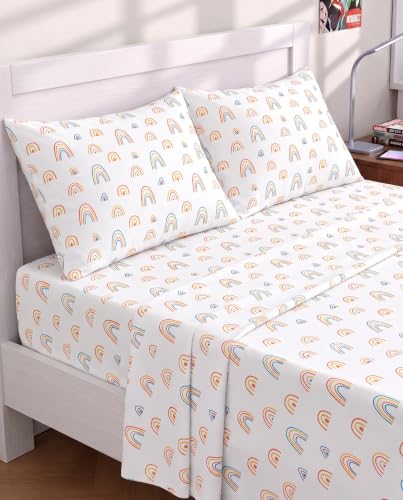 Kids Full Size Rainbows Bed Sheets - 4 Piece Kids Rainbows Sheet Set