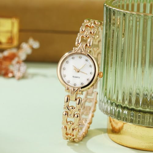 Elegant Women's Gold Minimalist Diamond Wristwatch - Waterproof Stainless Steel Quartz Timepiece - Image 3