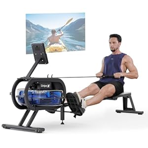 Dripex Rudergerät für Zuhause mit Wasserwiderstand, Leises Training, Ergonomischer Sitz & Griff, LCD-Display für Zeit & Distanz, Stabiler Stahlrahmen, Einfacher Aufbau, Effektives Ganzkörpertraining