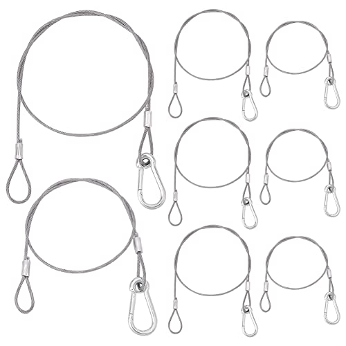UNICRAFTALE 8Pcs 2 Sizes Safety Cables for Stage Lights 600~780mm Stainless Steel Safety Cable Heavy Duty Safety Cable for DJ Stage Lighting Par Light Moving Head Light
