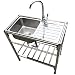 Produktbild Edelstahl Werkbank Spülbecken ,Freistehende Einzelbecken-Spüle, freistehende tragbare Spüle mit Ständer und Wasserhahn,für Outdoor,Hinterhof, Küche,Restaurant,Garage,Garten,Bar. ( Size : Single layer